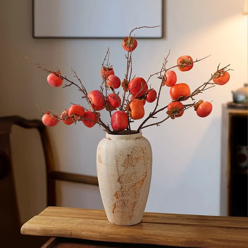 Shirota Wabi Sabi Wide Mouth Vintage White Ceramic Jar Vase (3)