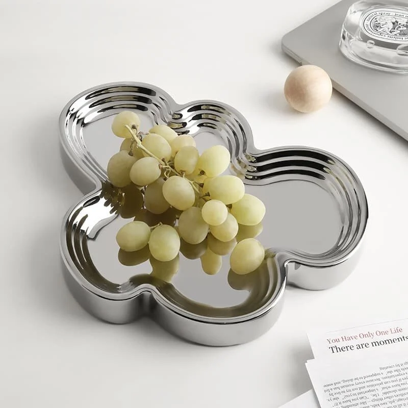Silver Plated Ceramic Cloud Shaped Fruit Plate (2)