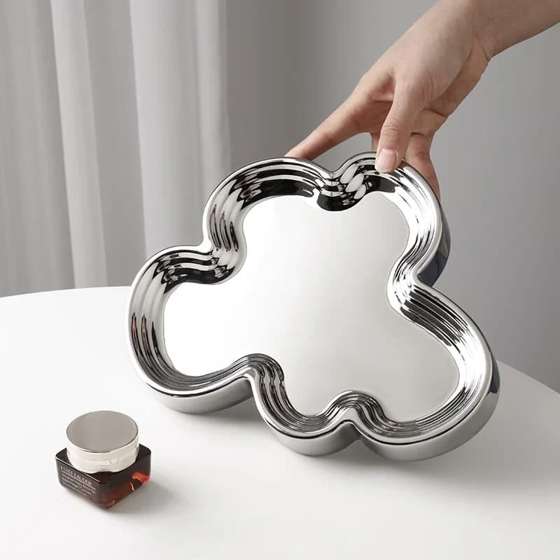 Silver Plated Ceramic Cloud Shaped Fruit Plate (3)