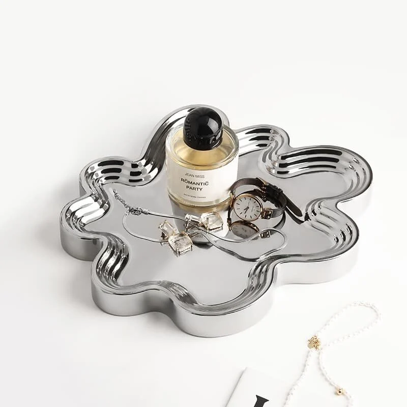 Silver Plated Ceramic Cloud Shaped Fruit Plate (5)