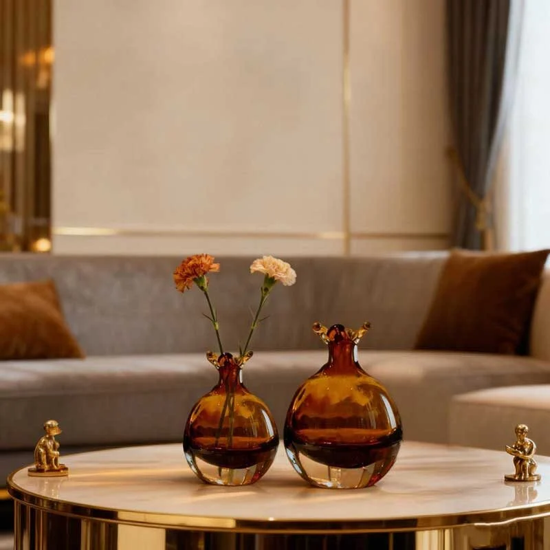 Small Mouth Sphere Glass Vase (2)