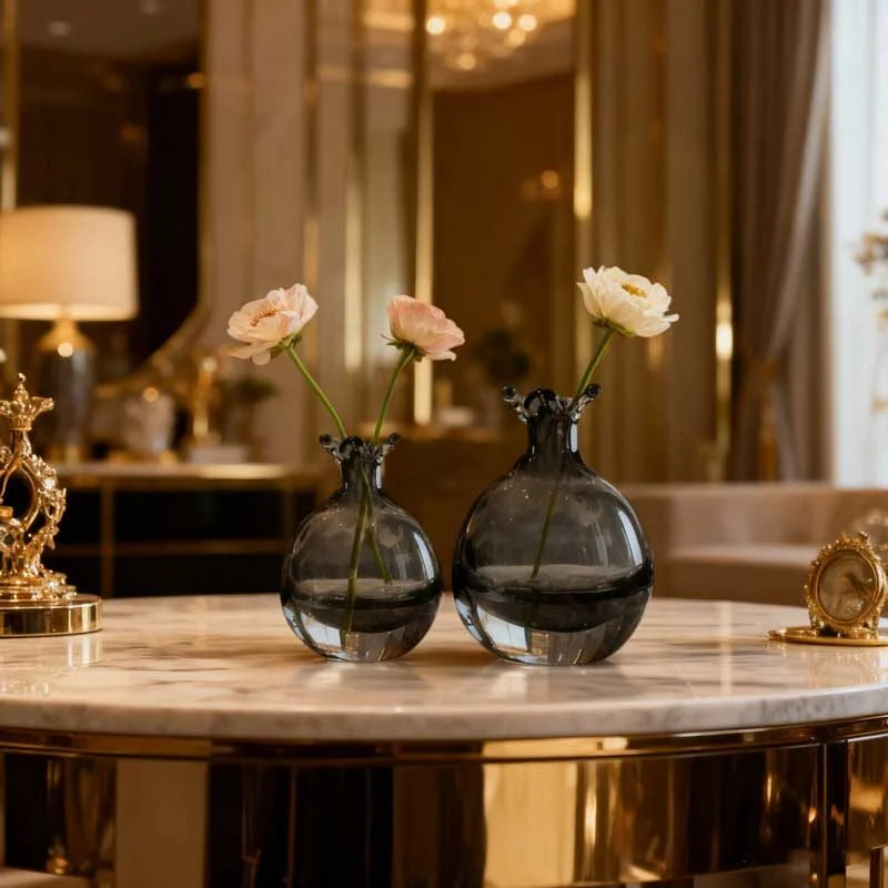 Small Mouth Sphere Glass Vase (5)