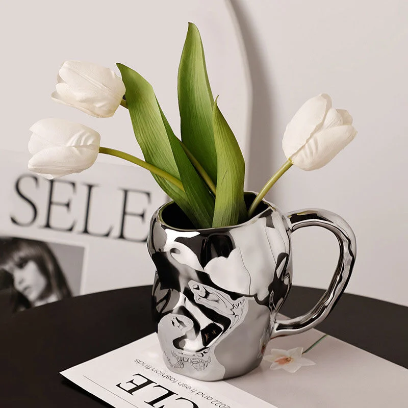 Textured Ceramic Tumbler Vase – Irregular Handmade Design (1)