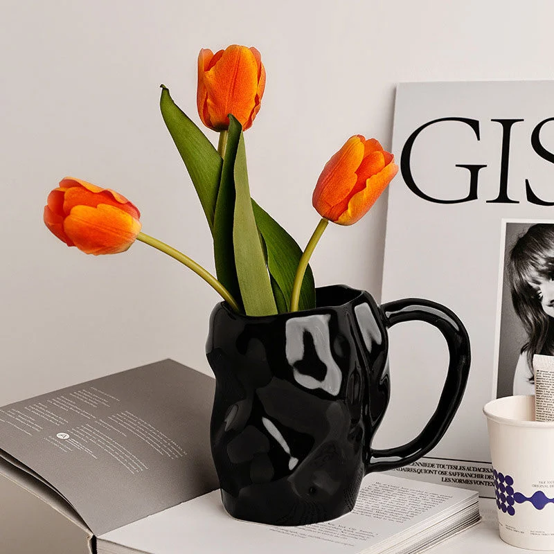 Textured Ceramic Tumbler Vase – Irregular Handmade Design (2)