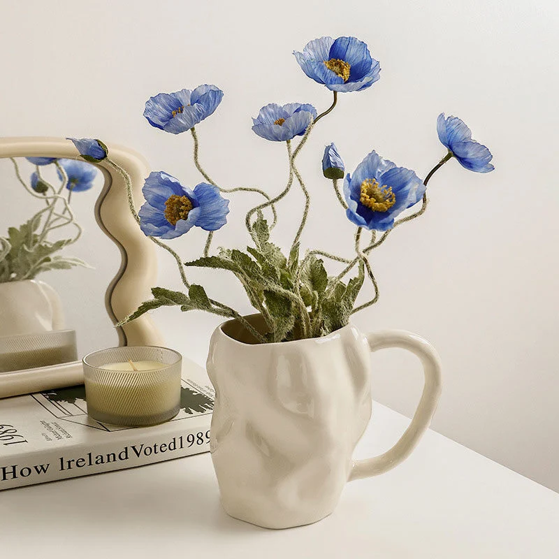 Textured Ceramic Tumbler Vase – Irregular Handmade Design (4)