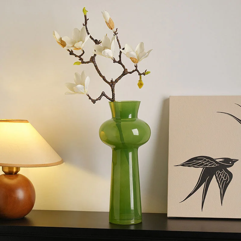 Verdant Luxe Vintage Green Glass Vase (1)