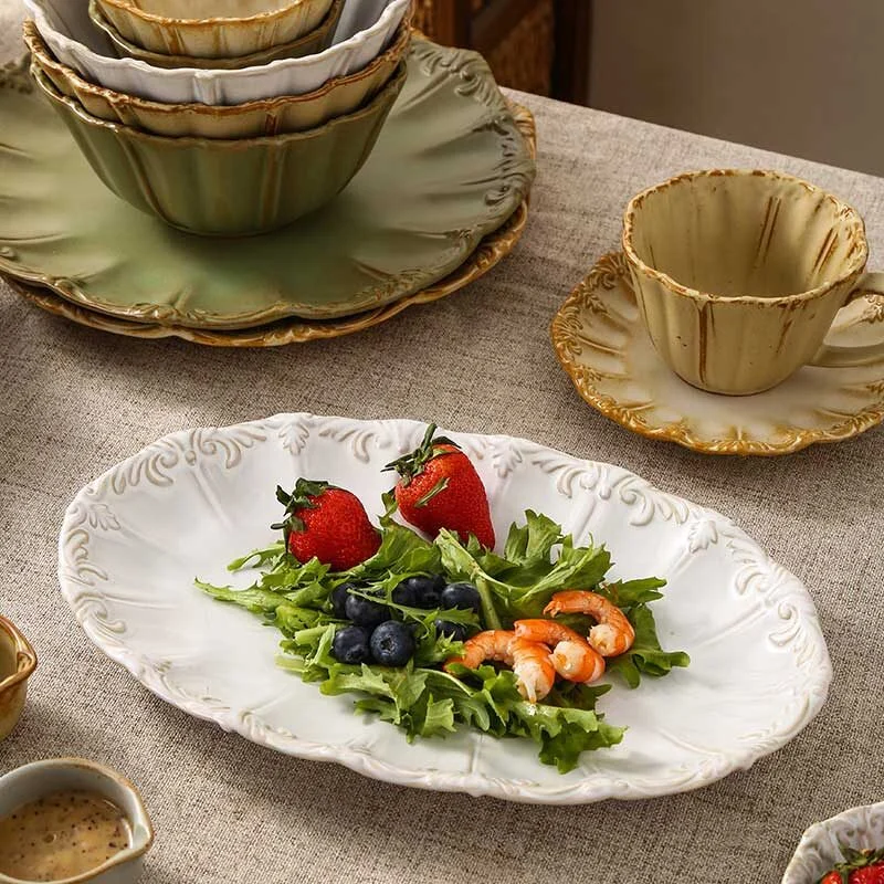 Vintage Embossed Ceramic Dinner Plate (4)