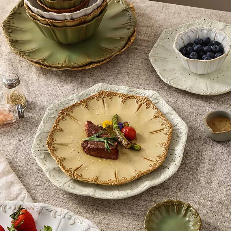 Vintage Embossed Ceramic Dinner Plate (5)