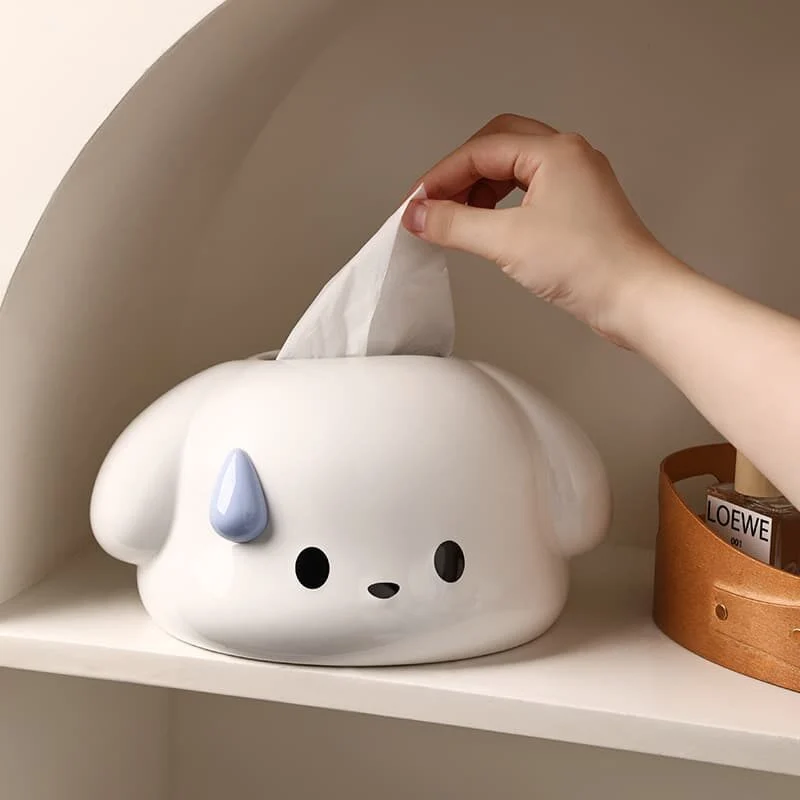 White Puppy Ceramic Tissue Box (1)