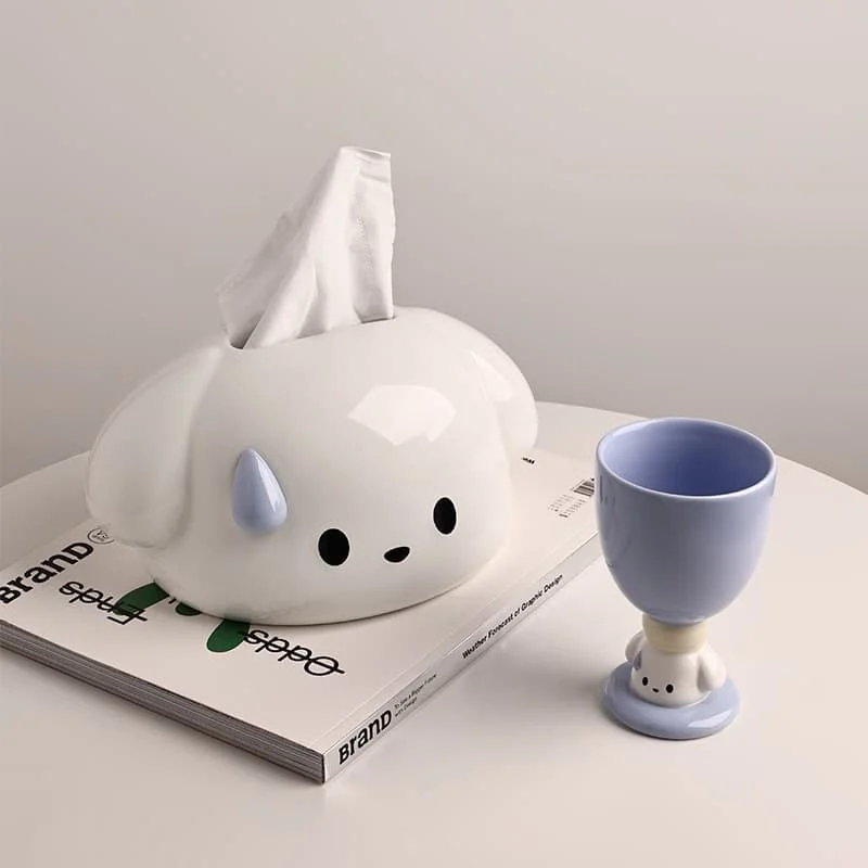 White Puppy Ceramic Tissue Box (2)
