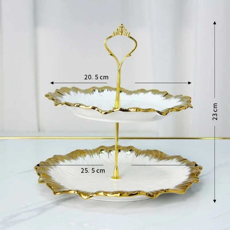 White Square Ceramic Snack Plate With Gold Trim (4)