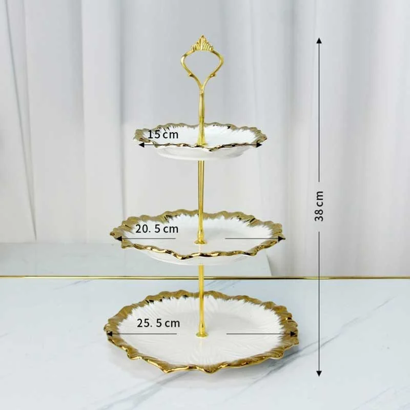 White Square Ceramic Snack Plate With Gold Trim (5)