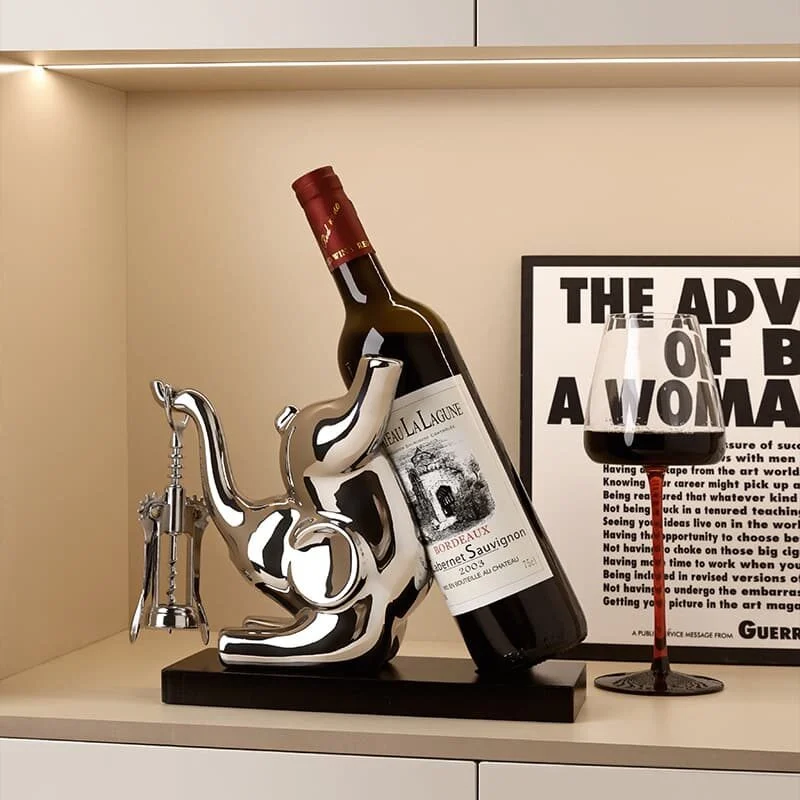 Elephant Silver Plated Ceramic Wine Holder (2)
