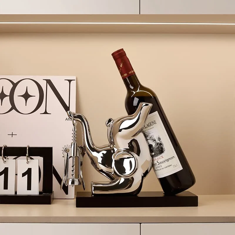 Elephant Silver Plated Ceramic Wine Holder (3)