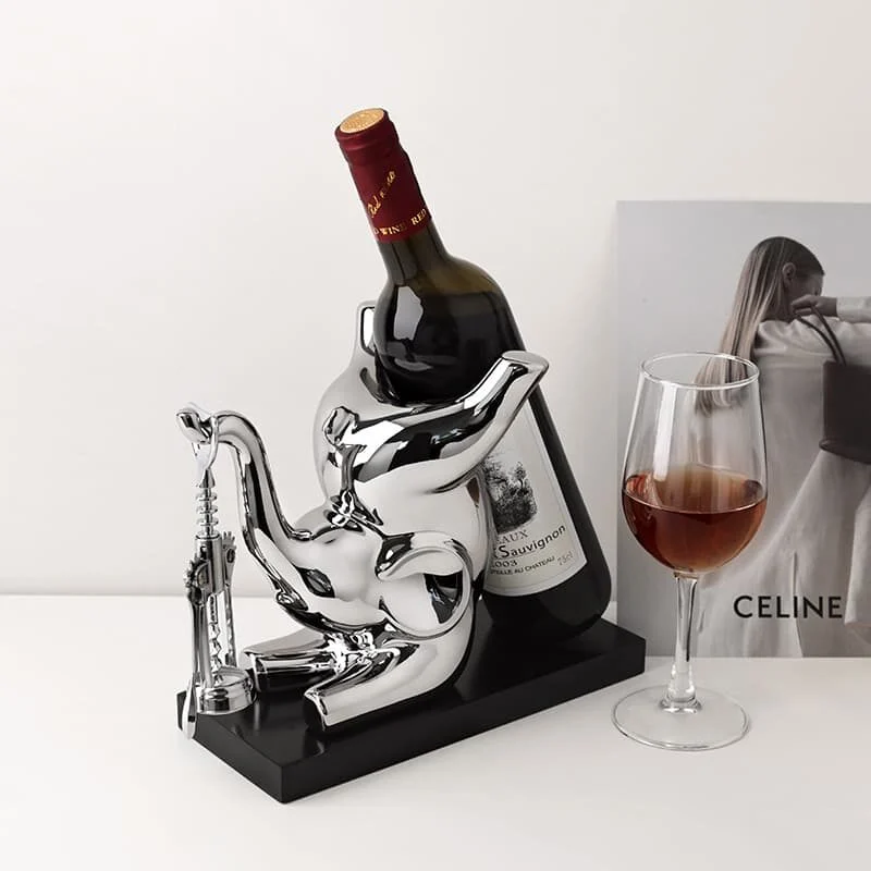 Elephant Silver Plated Ceramic Wine Holder (4)