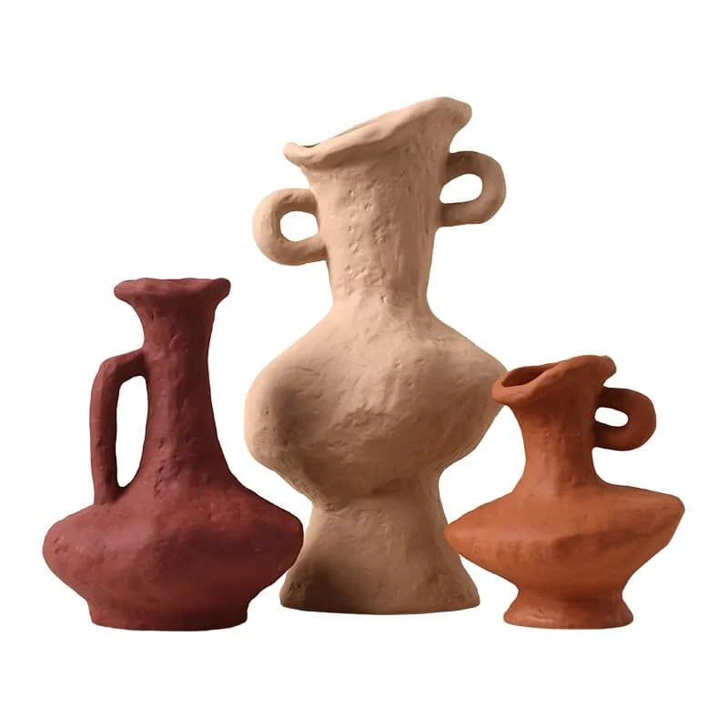 Handcrafted Double-Handled Maillard Ceramic Vase — Wabi-Sabi Aesthetic (1)