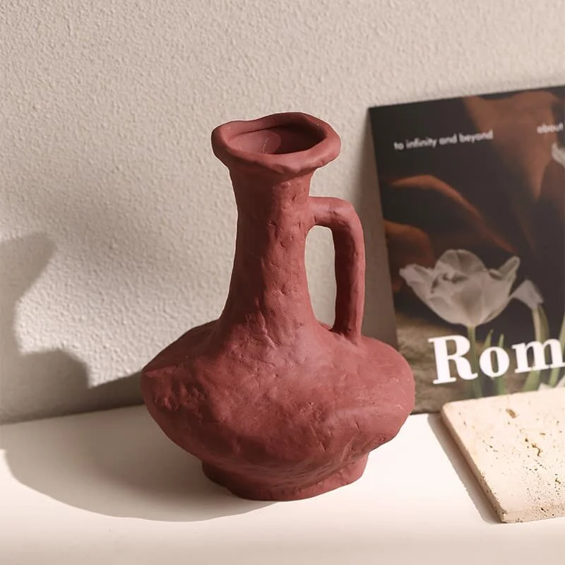 Handcrafted Double-Handled Maillard Ceramic Vase — Wabi-Sabi Aesthetic