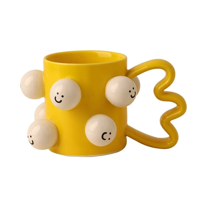 创意圆球点缀陶瓷马克杯 (5)