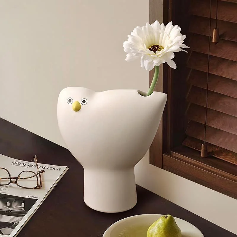 Chirpy Bird Ceramic Vase