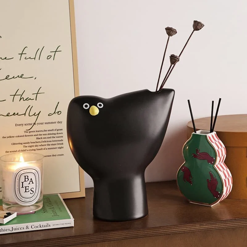 Chirpy Bird Ceramic Vase
