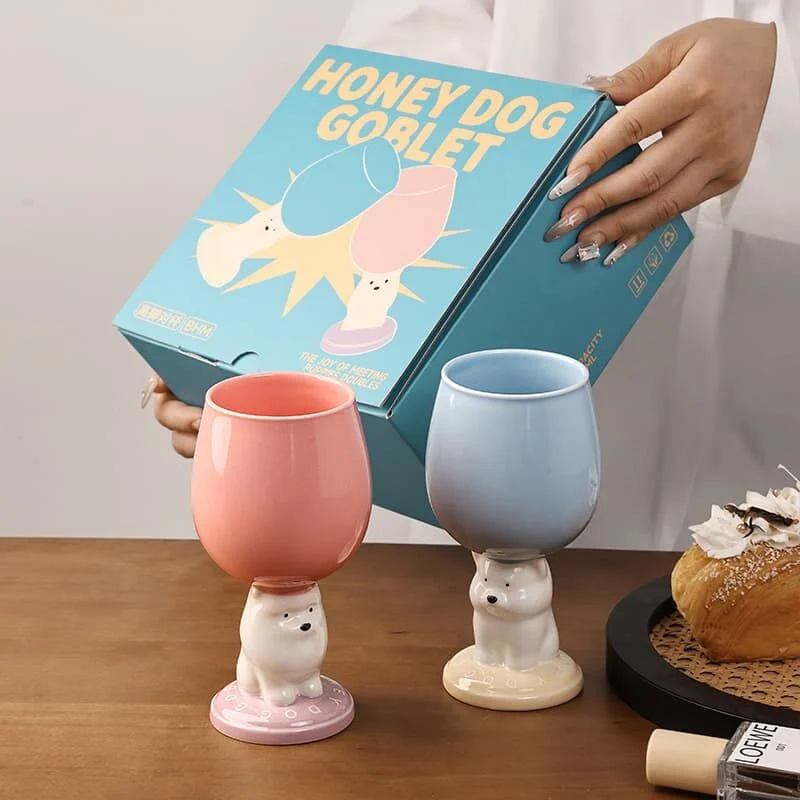 Creamy Bear Ceramic Wine Glass