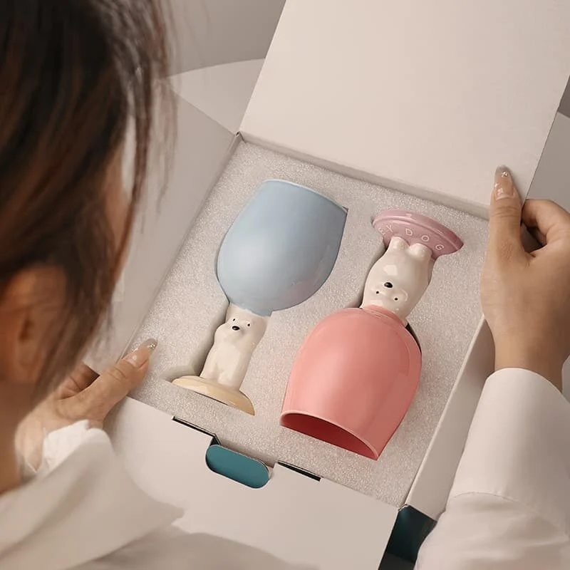 Creamy Bear Ceramic Wine Glass