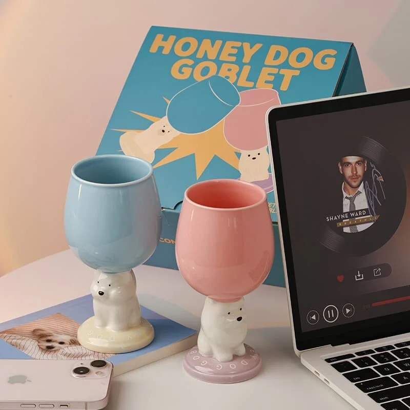 Creamy Bear Ceramic Wine Glass
