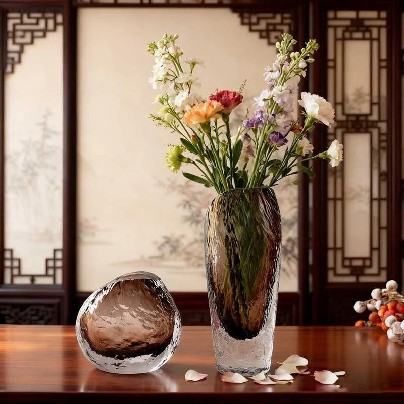 Italian Crystal Ripple Vase