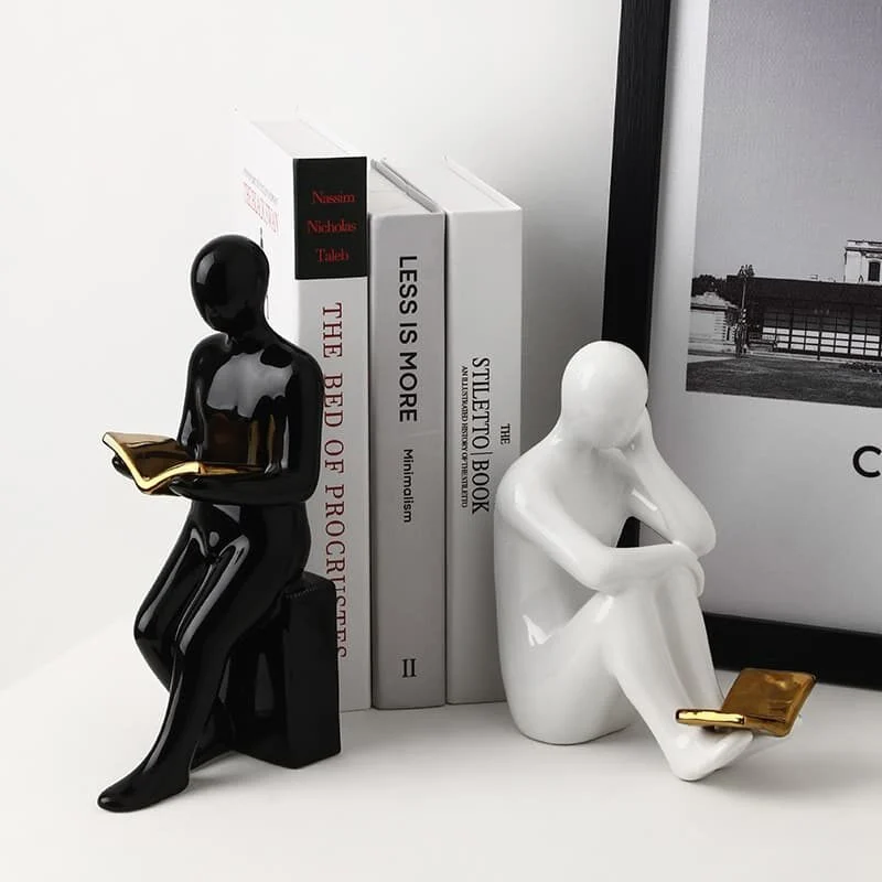 Ceramic Human Figurine Bookend