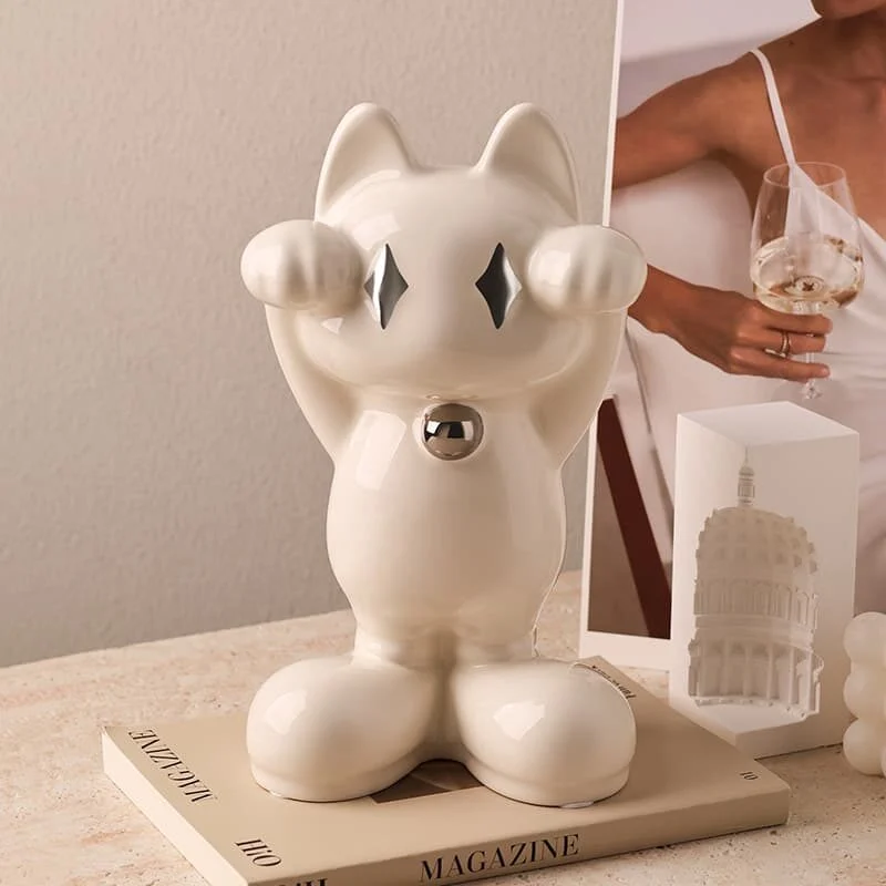 陶瓷星光招财猫摆件 (3)