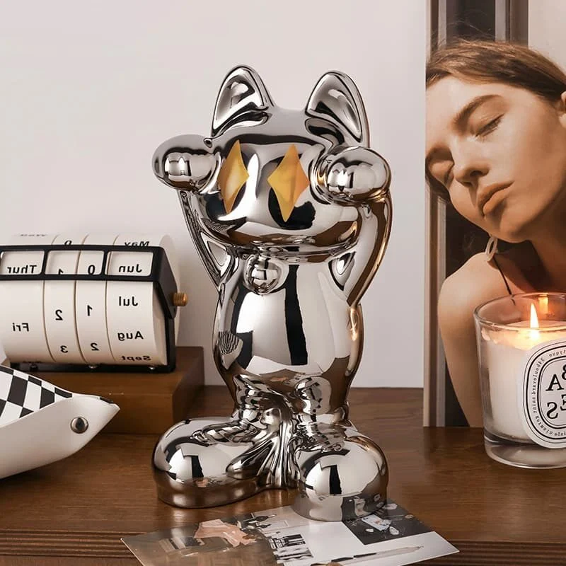 陶瓷星光招财猫摆件 (4)