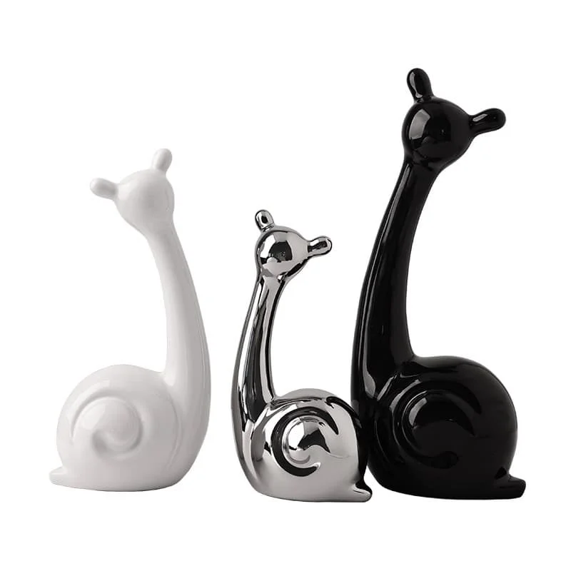 陶瓷蜗牛三口之间摆件 (5)