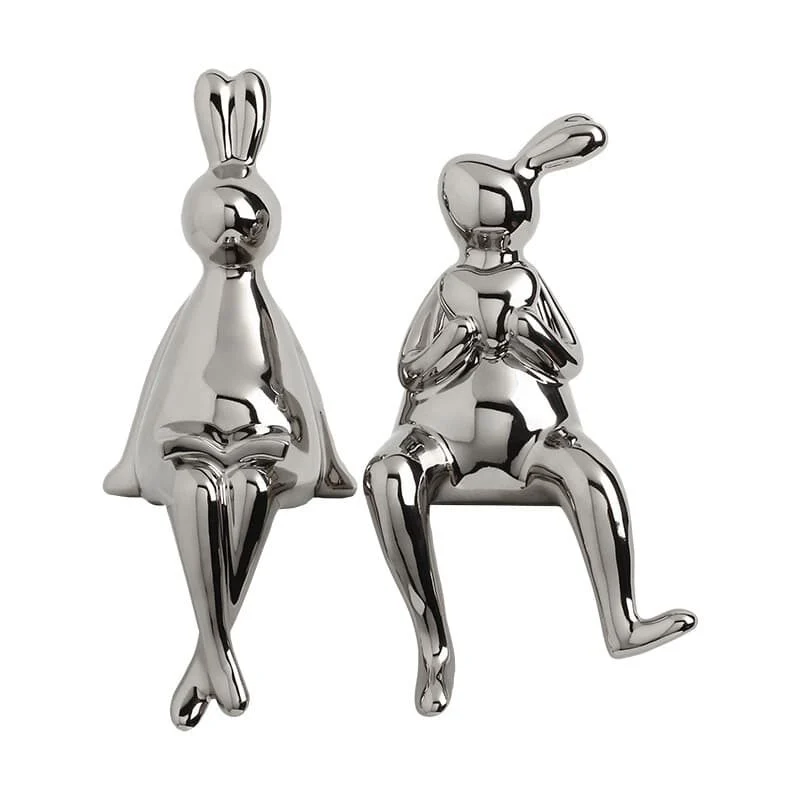 陶瓷镀银兔子艺术摆件 (1)