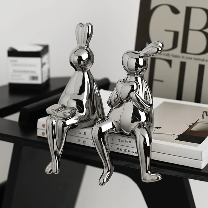 陶瓷镀银兔子艺术摆件 (4)