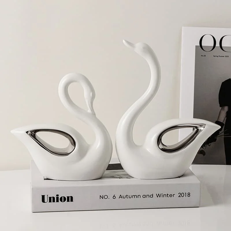 陶瓷镀银天鹅摆件 (4)