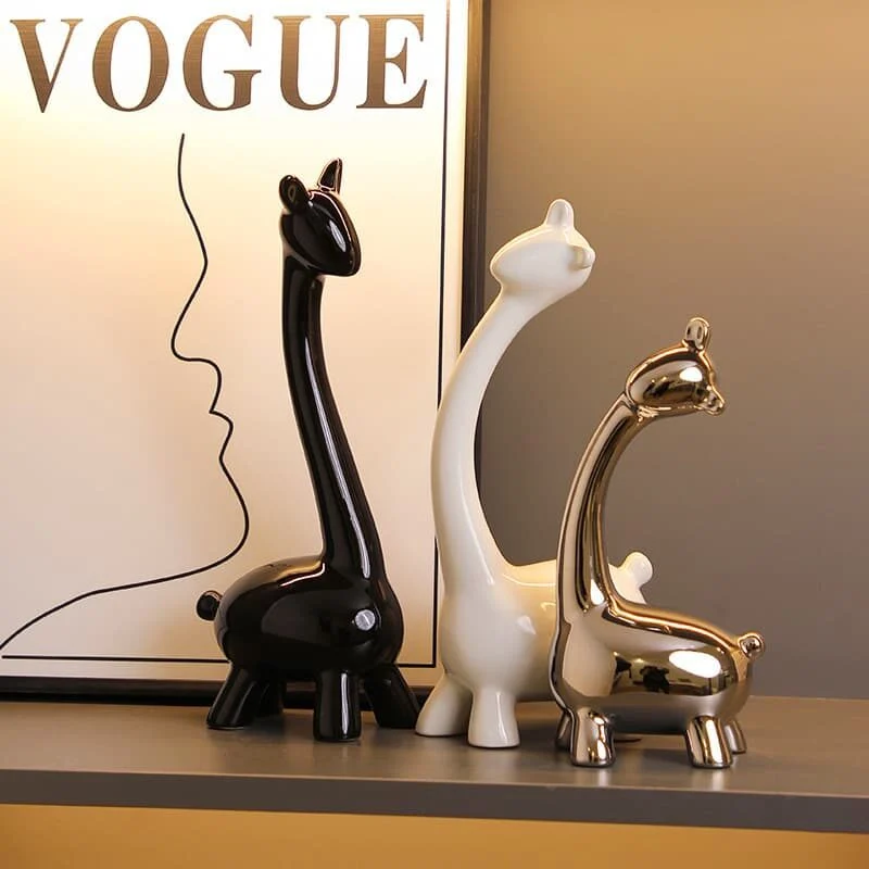 陶瓷长颈鹿三口之家摆件 (3)